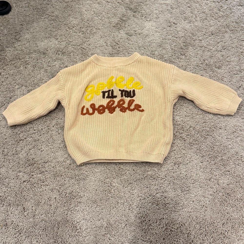 Gobble Til You Wobble Beige Thanksgiving Sweater